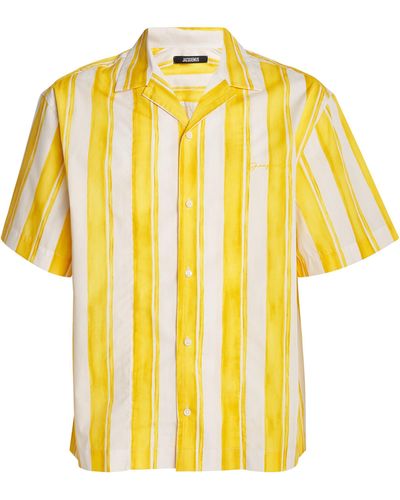 Jacquemus Cotton Striped Bowling Shirt - Yellow