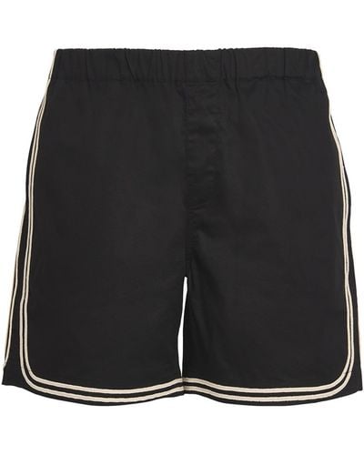 Commas Cotton Corded-trim Shorts - Black