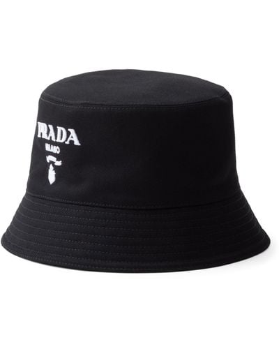 Prada Cotton Drill Bucket Hat - Black