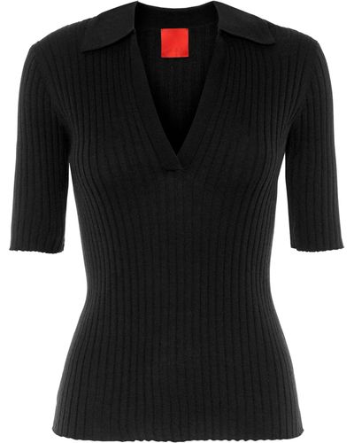 Cashmere In Love Wool-cashmere Summer Polo Shirt - Black