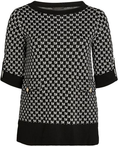 Marina Rinaldi Cropped-sleeve Amber Sweater - Black