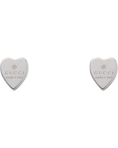 Gucci Silver Trademark Heart Earrings - White