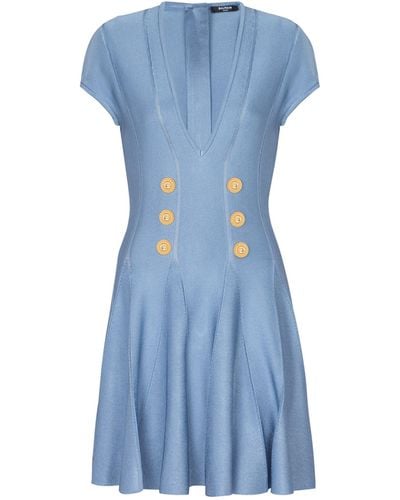Balmain Fine-knit 6-button Dress - Blue