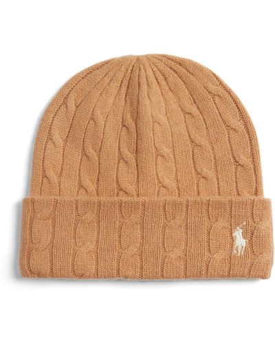 Polo Ralph Lauren Wool-cashmere Cable Knit Beanie - Brown