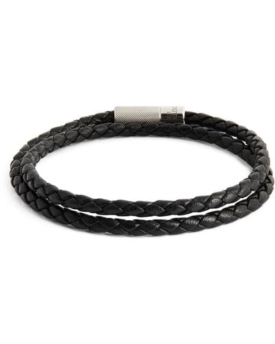 Tateossian Leather Double-wrap Braided Bracelet - Black