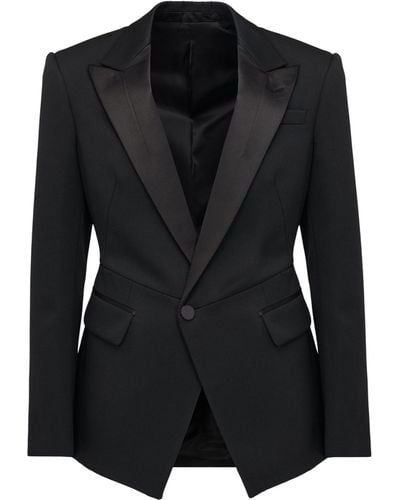 Alexander McQueen Twisted-waist Tuxedo Jacket - Black