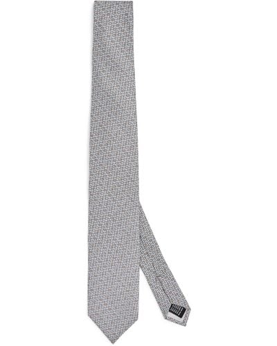 Pal Zileri Silk Geometric Print Tie - Grey