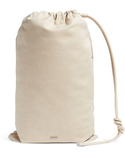 Zegna Oasi Linen-leather Backpack - Natural