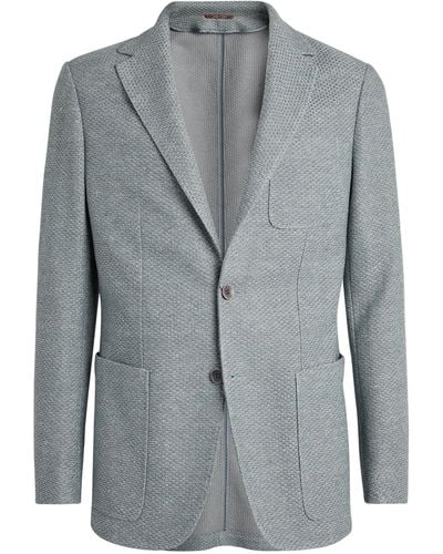 Canali Linen-cotton Jersey Blazer - Grey