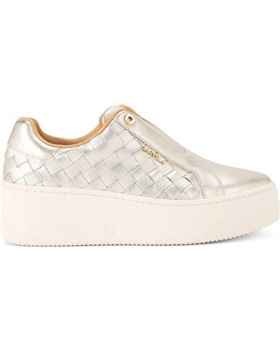 Carvela Kurt Geiger Woven Leather Connected Laceless Sneakers - Natural