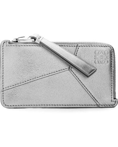 Loewe Leather Puzzle Coin And Card Holder - Grey