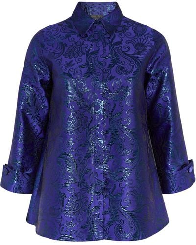 Marina Rinaldi Lamé Jacquard Shirt - Blue