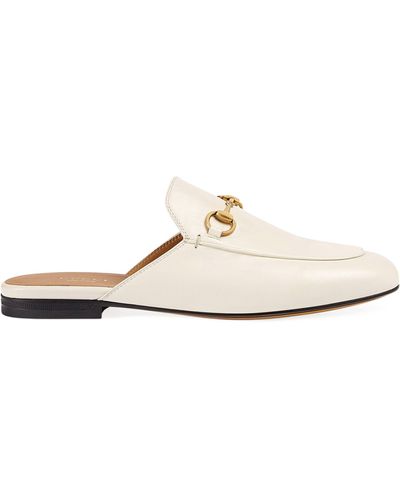 Gucci Leather Princetown Slippers - White