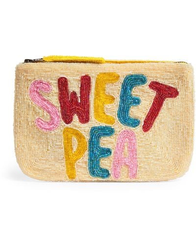 The Jacksons Beaded Sweet Pea Clutch Bag - Orange
