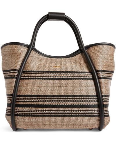 Max Mara Small Raffia-effect Marine Top-handle Bag - Brown