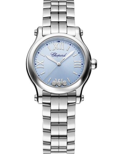 Chopard Stainless Steel And Diamond Happy Sport Watch 30mm - Blue