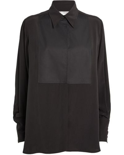 Victoria Beckham Silk Contrast-bib Tuxedo Shirt - Black
