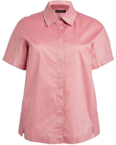 Marina Rinaldi Stretch-cotton Short-sleeve Shirt - Pink
