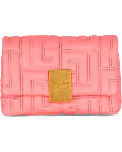 Balmain Mini Leather 1945 Quilted Shoulder Bag - Pink