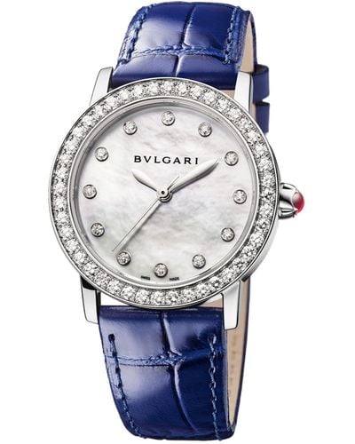 BVLGARI Mother-of-pearl And Diamond Watch 33mm - Blue