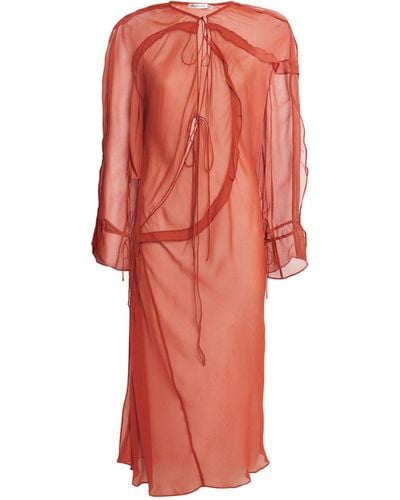 Christopher Esber Silk Ruffled Kaftan Dress - Red