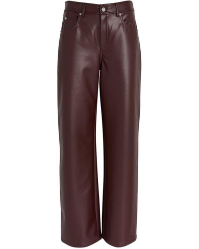 MAX&Co. Faux-leather Straight-leg Pants - Purple