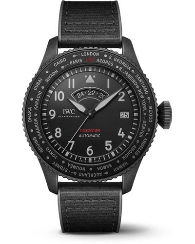 IWC Schaffhausen Ceratanium Pilot's Timezoner Top Gun Watch 46mm - Black