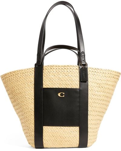 COACH Straw-leather Basket Bag - Black