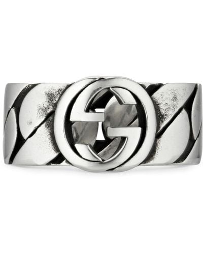 Gucci Sterling Silver Interlocking G Ring - Metallic
