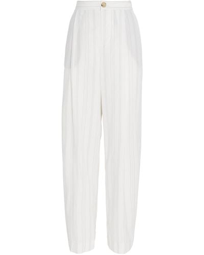 Vince Striped Casual Trousers - White