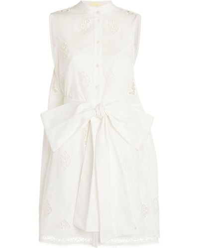 Erdem Lace Embroidered Bow Dress - White