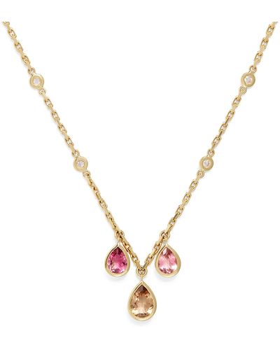 Jacquie Aiche Yellow Gold, Diamond And Pink Tourmaline Shaker Necklace - Metallic