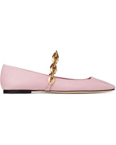 Jimmy Choo Diamond Tilda Leather Ballet Flats - Pink