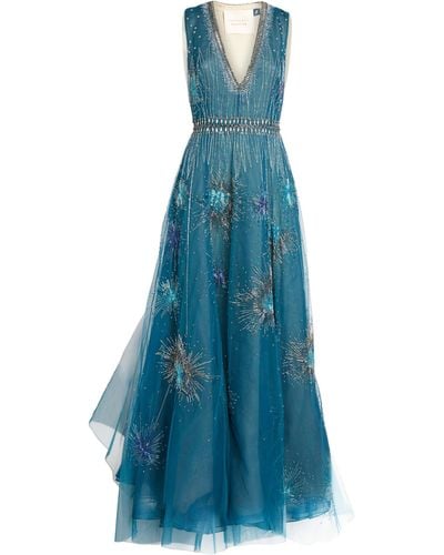 Cucculelli Shaheen Fireworks Embellished Gown - Blue