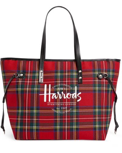 Harrods Southbank Royal Stewart Tote Bag - Red