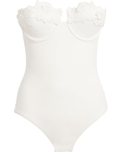Zimmermann Floral Appliqué Halliday Swimsuit - White