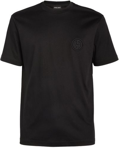 Giorgio Armani Embroidered Logo T-shirt - Black
