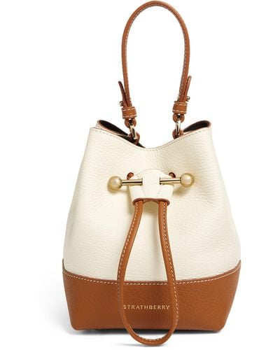 Strathberry Leather Small Lana Osette Bucket Bag - Natural