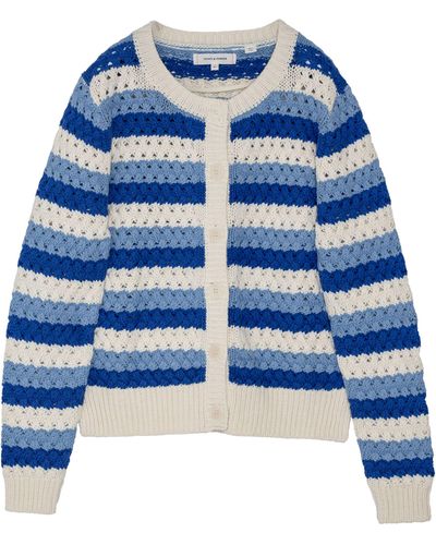Chinti & Parker Crochet Striped Cardigan - Blue