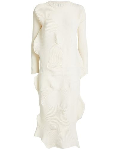 Issey Miyake Knitted Kone Kone Midi Dress - White
