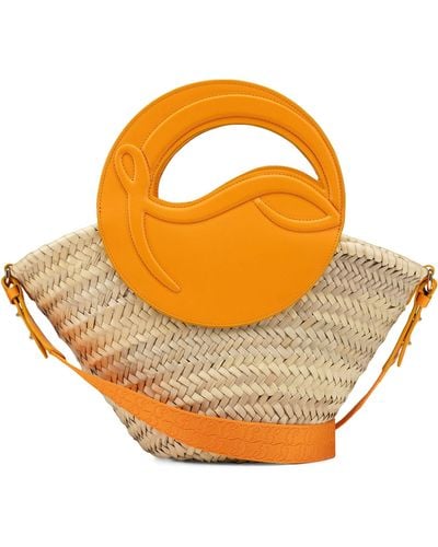 Christian Louboutin Small Biloumoon Straw-leather Top-handle Bag - Orange
