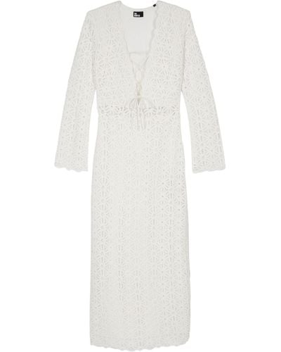 The Kooples Cotton Guipure Midi Dress - White
