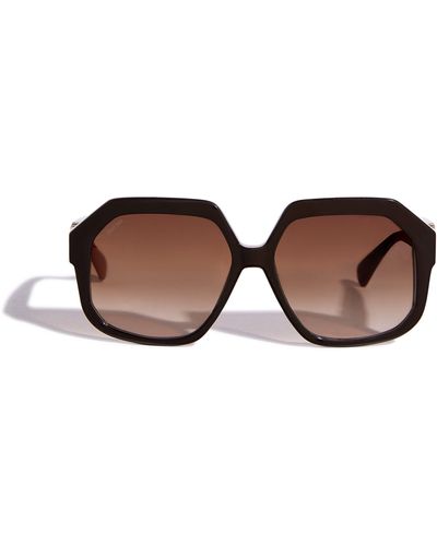 Max Mara Oversized Hexagon Sunglasses - Brown
