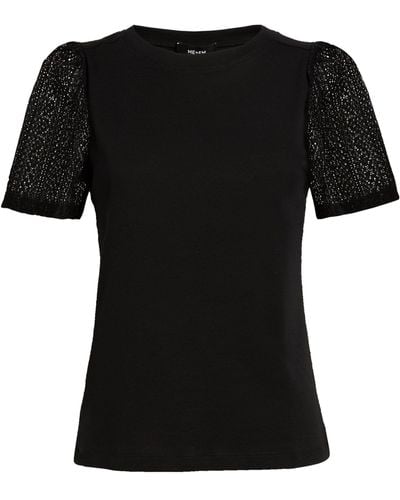 ME+EM Me+em Lace-sleeve T-shirt - Black