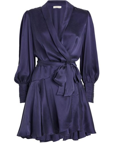 Zimmermann Silk Wrap Mini Dress - Blue