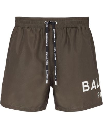 Balmain Logo Swim Shorts - Grey