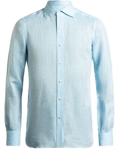 Isaia Linen Korea Shirt - Blue