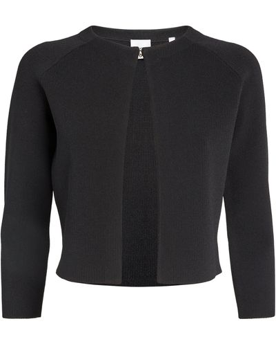 St. John Knitted Cropped-sleeve Jacket - Black