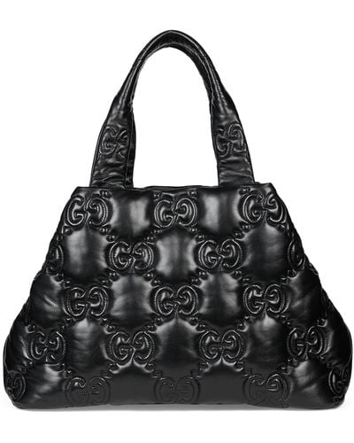 Gucci Large Gg Matelassé Tote Bag - Black