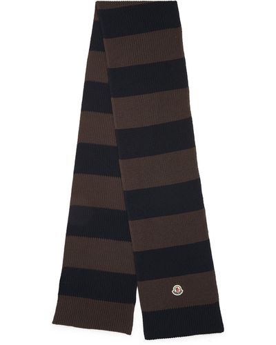 Moncler Cotton Striped Scarf - Black